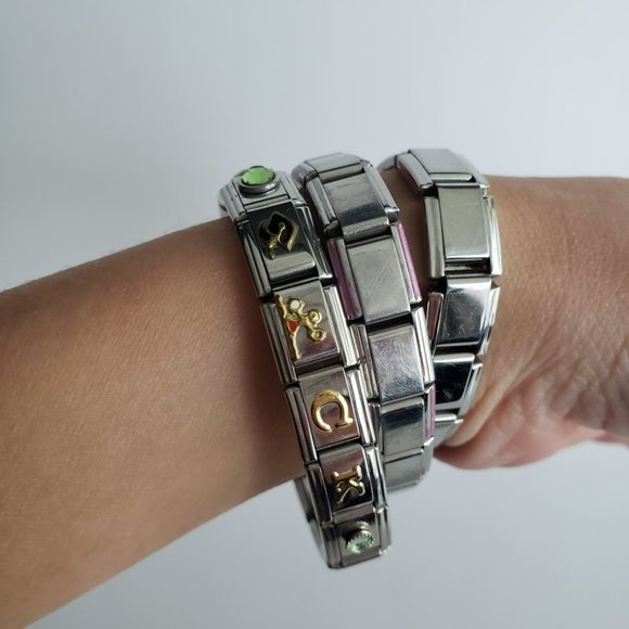 3 Stainless Steel Stretch Charm Bracelets with Extra Links - Picture 6 of 7